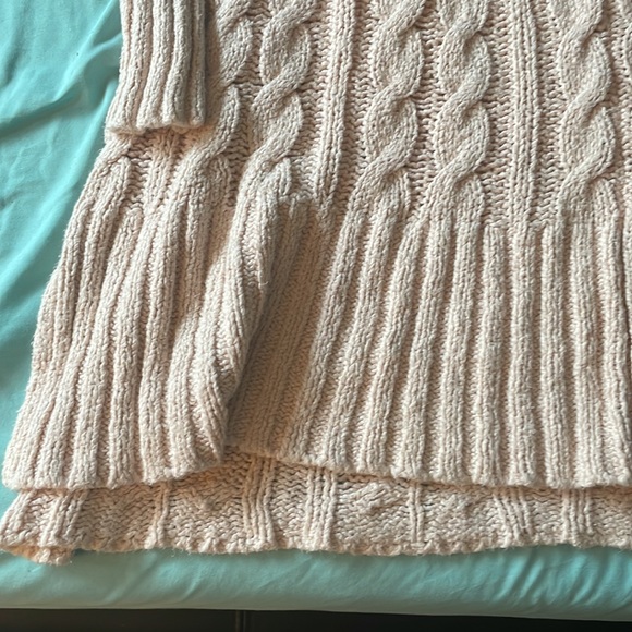 Free people easy cable knit v neck sweater pullover pink tunic small - Picture 4 of 16